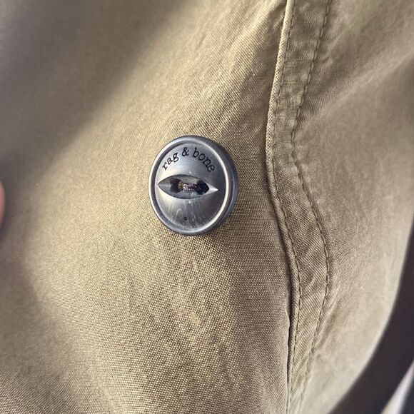 rag & born- Silk Light Weight Trench Wrap DressOlive Green Modern Ragged sz M - Picture 11 of 16